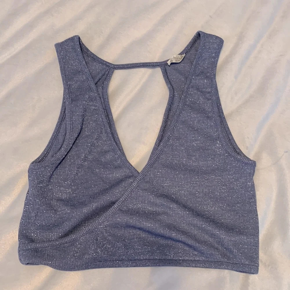 Intimately free people blue glittery sparkle crossover Bralette size XS ribbed